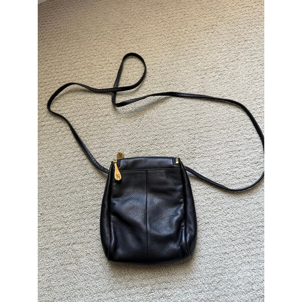 HOBO Black Leather Crossbody Bag Small Slouchy Minimalist Zip Purse City Chic - Picture 2 of 7